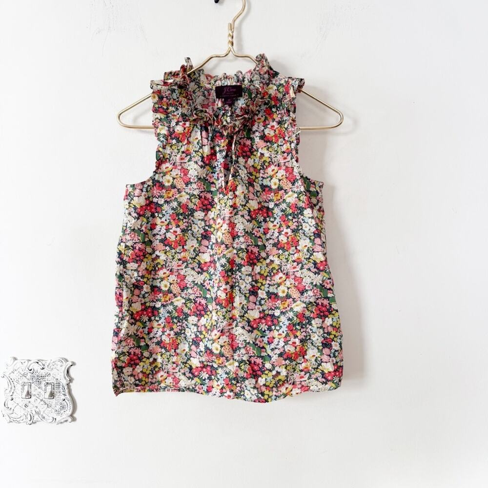J Crew x Liberty of London Thorpe Multicolor Floral Ruffle Sleeveless Blouse 0 - Picture 5 of 8